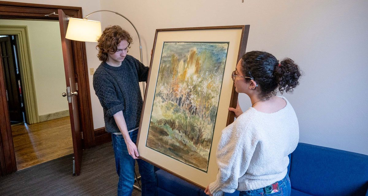 Vic students move last painting from Birge Carnegie on April 17 2024