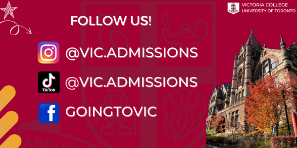 A collage featuring a red background, an image of Old Vic building, and social media cones for Instagram, TikTok and Facebook alongside the text Follow Us!