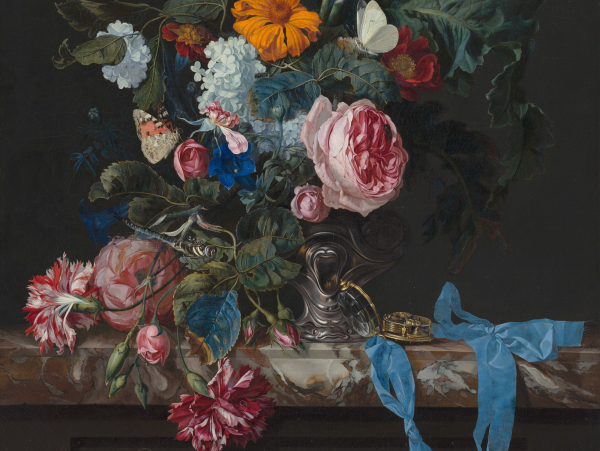 Flower Still Life with a Timepiece. Creator: Willem van Aelst.