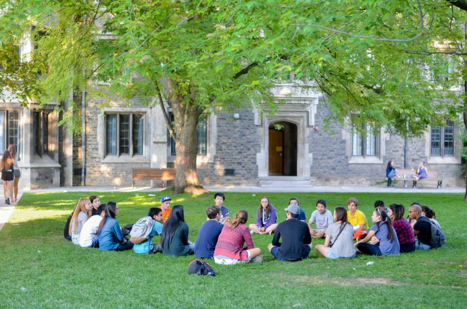 Circle of Students in Quad