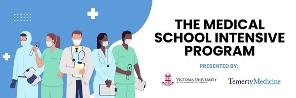 The Medical School Intensive Program graphic featuring illustrations of doctors and other medical professionals.