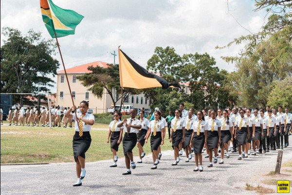Alyssa Nurse and her high school class in Guyana for a Remembrance Day Ceremony.